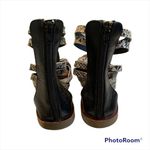 Very Volatile  Black And Grey Snakeskin Gladiator Sandals. Photo 5