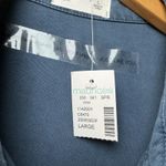 Maurice's Blue Utility Top L Short Sleeve Button Front 100% Rayon Relaxed Fit Photo 7
