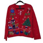 Designer Originals VTG Studio Holiday Sweater Embroidered Beaded Christmas Large Photo 0