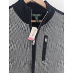 Ralph Lauren Lauren ‎ Herringbone Black Ivory Zip Sweater Vest Petite Large Photo 2