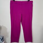 Loft  Riveria Slim Pants Linen Blend Magenta Shadow Size 12 Holiday Party Wear Photo 4