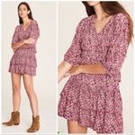 Ba&sh Nina Dress Pink Floral Tiered Ruffle Puff 3/4 sleeves minidress Photo 1
