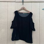 Ralph Lauren LRL Lauren  Womens Shirt Blouse Black Velvet Cold Shoulder Plus 3X Photo 1