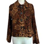 Briggs New York Fall Floral Brown & Black Lightweight Jacket Size 14 Petite Photo 0