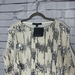 Marc New York Sequin Sleeveless Blouse OS Cream Silver Sparkle Party Top NWT Photo 4