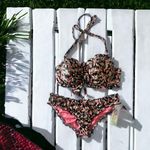 Ava Sundazed Cruise Bikini Set, Mermaid Ruffle Bottom S,  Ruffle Bow Top Size 34D Photo 2