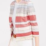 J. McLaughlin Fringe Striped Cotton Blend Cropped Jacket - Women’s Size XS Photo 1