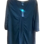 Apt. 9  Cover Up Swim  embroidered trim Top Black Sz  L NWT Photo 0