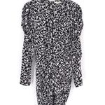 Isabel Marant  Etoile Selwyn Ruched Printed Mini Dress Long Sleeve Black White 34 Photo 0