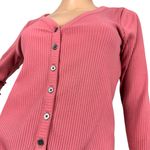 Hollister Henley Button Down V-Neck Long Sleeve Shirt Medium Mauve Pink Photo 3