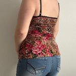 No Boundaries Vintage Y2K Brown Pink Leopard Rose Corset Style Mesh Babydoll Cami Tank Top Photo 1