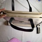 Missnine Beige Canvas Tote Bag with Black Trim & Strap | Laptop Work Travel Bag Photo 8