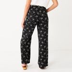 SO Juniors' ® Elastic Waist Wide-Leg, Floral Black Elastic Pants Photo 1