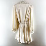 Lovers + Friends  Nadeen Long Sleeve Satin Lace Wrap Mini Dress Ivory XL Photo 4