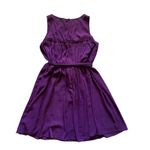 Ann Taylor Loft Sleeveless Dress Size 6 Purple High Waist Belted Above The Knee Photo 4