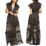 Sabina‎ Musayev Dress Gwen Maxi Flutter Sleeve Black Dotted Maxi Size M Size M Photo 1