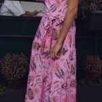 Smith & Quinn Lane Pink Floral Short Sleeves Tie Waist Maxi Dress Women’s Small Photo 0