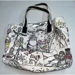 Brighton Happy Holidays Canvas Tote Bag Market Shopping Christmas White Black Photo 0