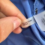 Vince Camuto Dress Womens Size 14 Blue Pleated Sleeve Keyhole Neck A-Line Photo 6