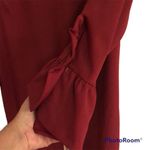 Nanette Lepore BURGUNDY MAROON CREW NECK BELL RUFFLE SLEEVE SHIFT SHEATH DRESS 6 Photo 2