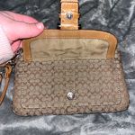 Coach Signature Brown Wristlet with Tan Accents Photo 2