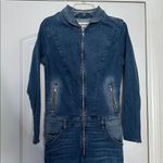Etienne Marcel Denim Zip Front Long Sleeve Jumpsuit Women's Size Small Blue Photo 4