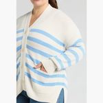 Madewell NWT  Stripe Cotton Blend Cardigan In Powder Blue Photo 4