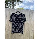 Jaclyn Smith Vintage Womens Blouse Slinky Knit No Iron Travel Size Small Black Photo 2
