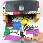 Handmade  Top Handle Wood Fabric Handbag Purse Scandinavian Abstract Artsy OOAK Photo 7