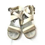 OTBT Freedom White Beige Leather Strappy Wedge Sandals Womens Size 8.5 Flaw Photo 1