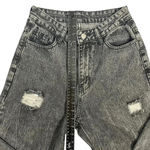 SheIn Women’s Wide Leg High Waisted Jeana Distressed Dark Grey Acid Wash Jeans Sz Med Photo 9