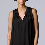 Vera Wang Simply Vera  Pleated Black Sleeveless Blouse Tank Womens Small Elegant Photo 0