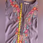 Solitaire Dove Tea Time Garden Tunic top dress gray embroidery colorful size L Photo 9