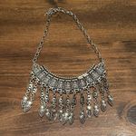 Statement Necklace Silver Tone Metal Dangle Pendant Boho Festival Jewelry Unique Photo 4