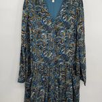 Garnet Hill  Mini Dress Long Sleeve Blue Multicolor Knee Length Womens Size 16 Photo 0