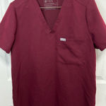 FIGS  Women’s Deep Red V-Neck Shirt Photo 0