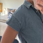 Madewell  Classic Blue Denim cropped button down short sleeve blouse Photo 11