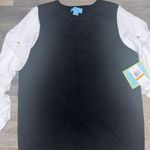 CeCe  Black Top with White Puff Sleeves Photo 2