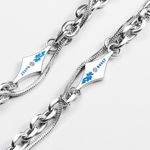 Double Layer Titanium Steel Link Chain Bracelet for Men Women,Punk Hip Hop Silver Photo 1