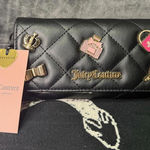 Juicy Couture  Black Quilted Wallet Charm Embellished Bifold Clutch NWT Photo 0