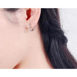 Boutique NEW White Gold-Plated S925 Simulated Diamond Heart Hoop Earrings, 14mm Photo 7