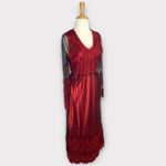 Y2K April Cornell Boho Grunge Dark Romantic Goth Whimsy Witchy Mesh Maxi Dress Red Photo 2