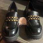 ARULA Black Loafers with Gold Chain Accent Size 9.5 Photo 1