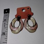 Vintage Drop Cream & Peach Gold Tone Oval Shaped Stud Back Pierced Earrings Photo 2