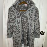 Pink Lily  Gray Leopard Print Soft Hooded Cardigan Photo 1