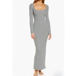 SKIMS  Grey Ribbed Long Sleeve Maxi Dress Photo 1