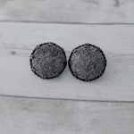 Vintage Clip On Earrings Very Unusual Dark Gray Domed & Bumpy Photo 1