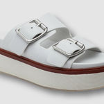 J/SLIDES NYC Chic White Platform Sandals with Buckle Detail Photo 0