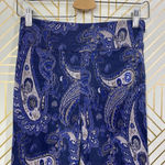 Anthropologie  Maeve Maria Pant Trouser Flared Paisley Print Metallic Blue Size 0 Photo 2