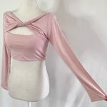 New SER.O.YA Ellis Twisted Cutout Front Long Sleeve Crop Top Pink Size Large Photo 7
